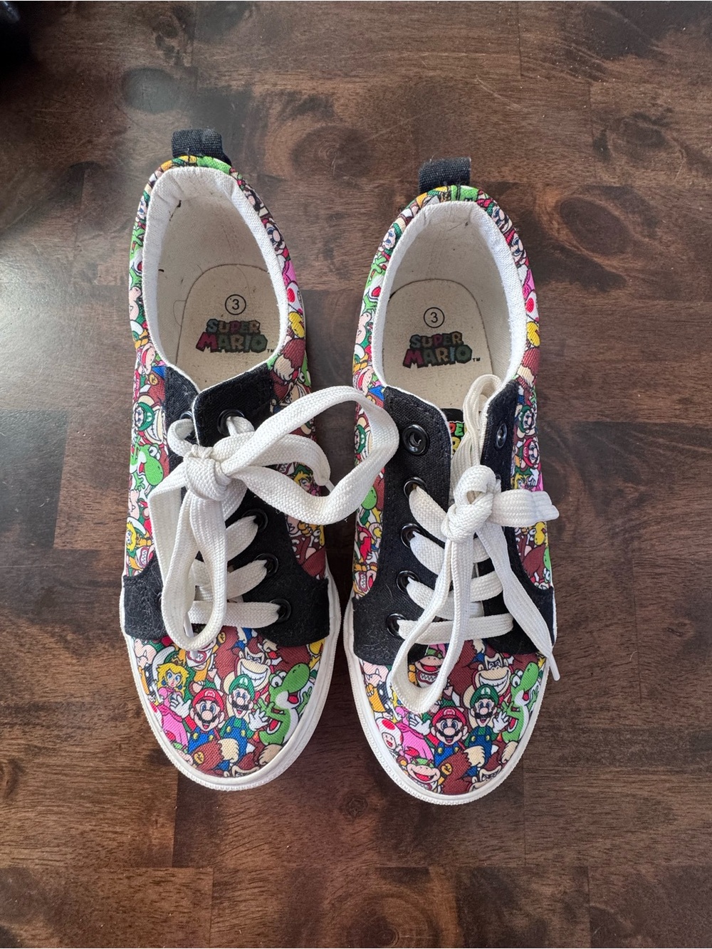 Nintendo Super Mario Kids Canvas Sneakers - Black, White, Green, Pink, Yellow
